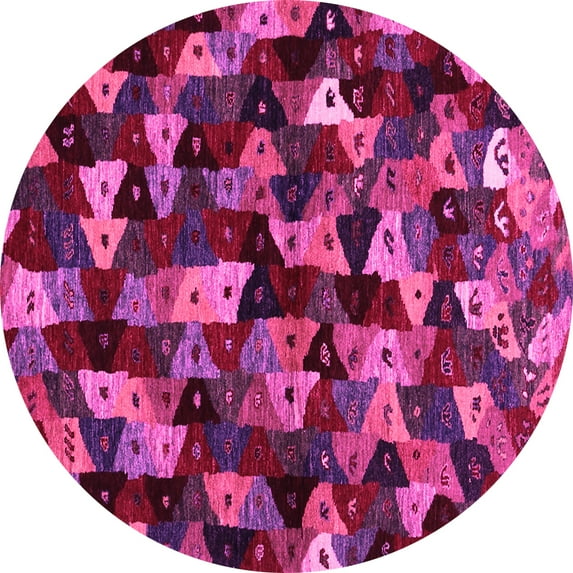 Ahgly Company Indoor Round Abstract Pink Contemporary Area Rugs, 4' Round