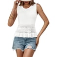 thumbnail image 2 of Suéter de punto con volantes Saodimallsu, camiseta corta de ganchillo, para mujer, 2 of 7