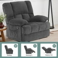 thumbnail image 5 of MAYEERTY Gray Oversized Rocking Recliner Chair for Adults, Velvet, Perfect for Living Room, 5 of 7