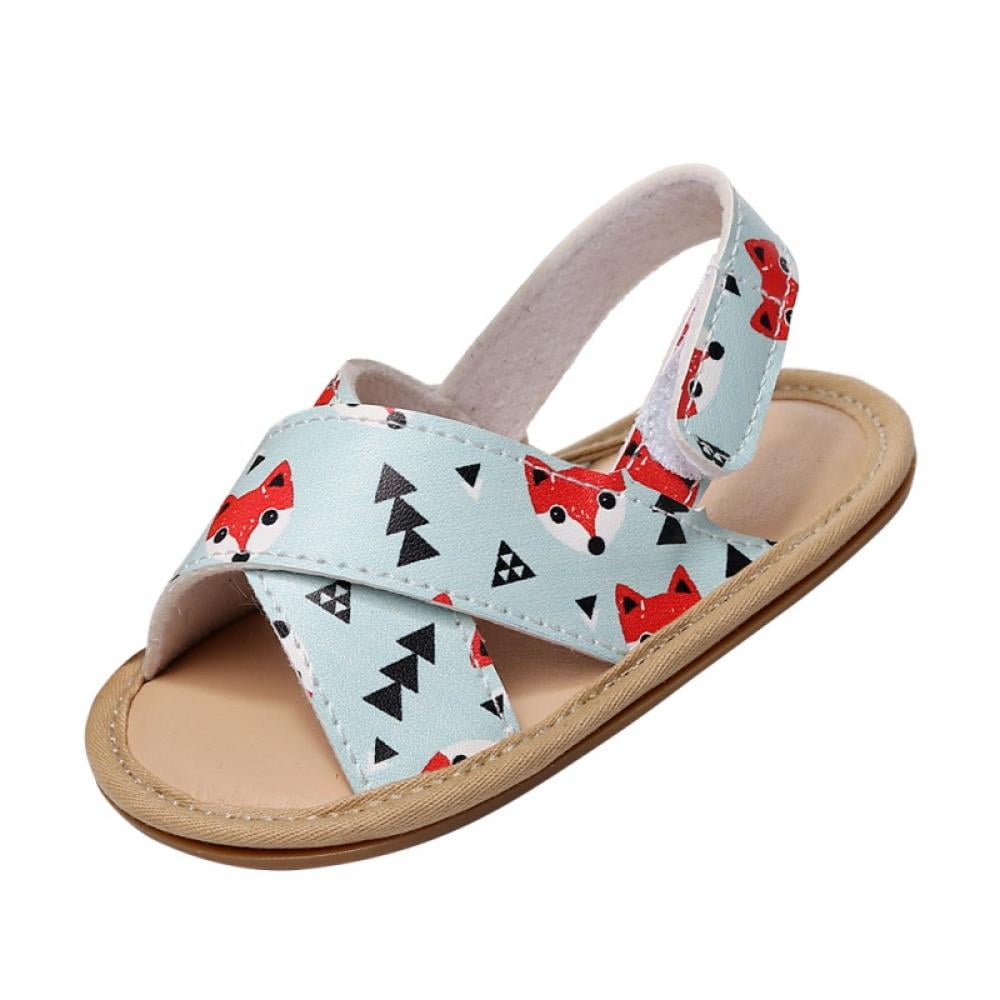 Baby Girl Boy Cross Strap Sandals Toddler Rubber Sole Anitslip Walkers