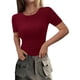 thumbnail image 1 of Remera PRETTYGARDEN 2025 Verano Tejido Acanalado Ajustado Vino Tinto L, 1 of 5