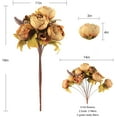 thumbnail image 3 of Vorkoi Vintage Artificial Peony Flowers Fake Silk Floral Arrangement Wedding Bouquet Home Office Decor, 3 of 6