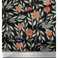 thumbnail image 2 of Soimoi Black Poly Georgette Fabric Flying Bird & Floral Print Sewing Fabric BTY 42 Inch Wide, 2 of 3