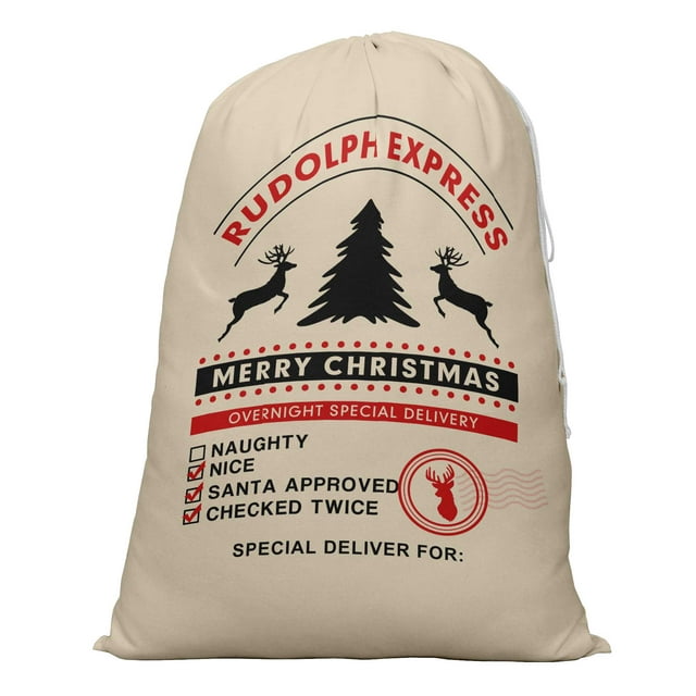 Printtoo 2 Pcs Santa Gift Sack For Kids Presents Xmas Bag Christmas Sack Personalized Bags Large 27x20 Inch