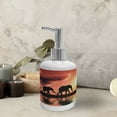 thumbnail image 3 of Ambesonne Africa Soap Dispenser & Toothbrush Holder Set, Wild Animals Silhouette View, 2 Pcs, Dark Coral Seal Brown, 3 of 6