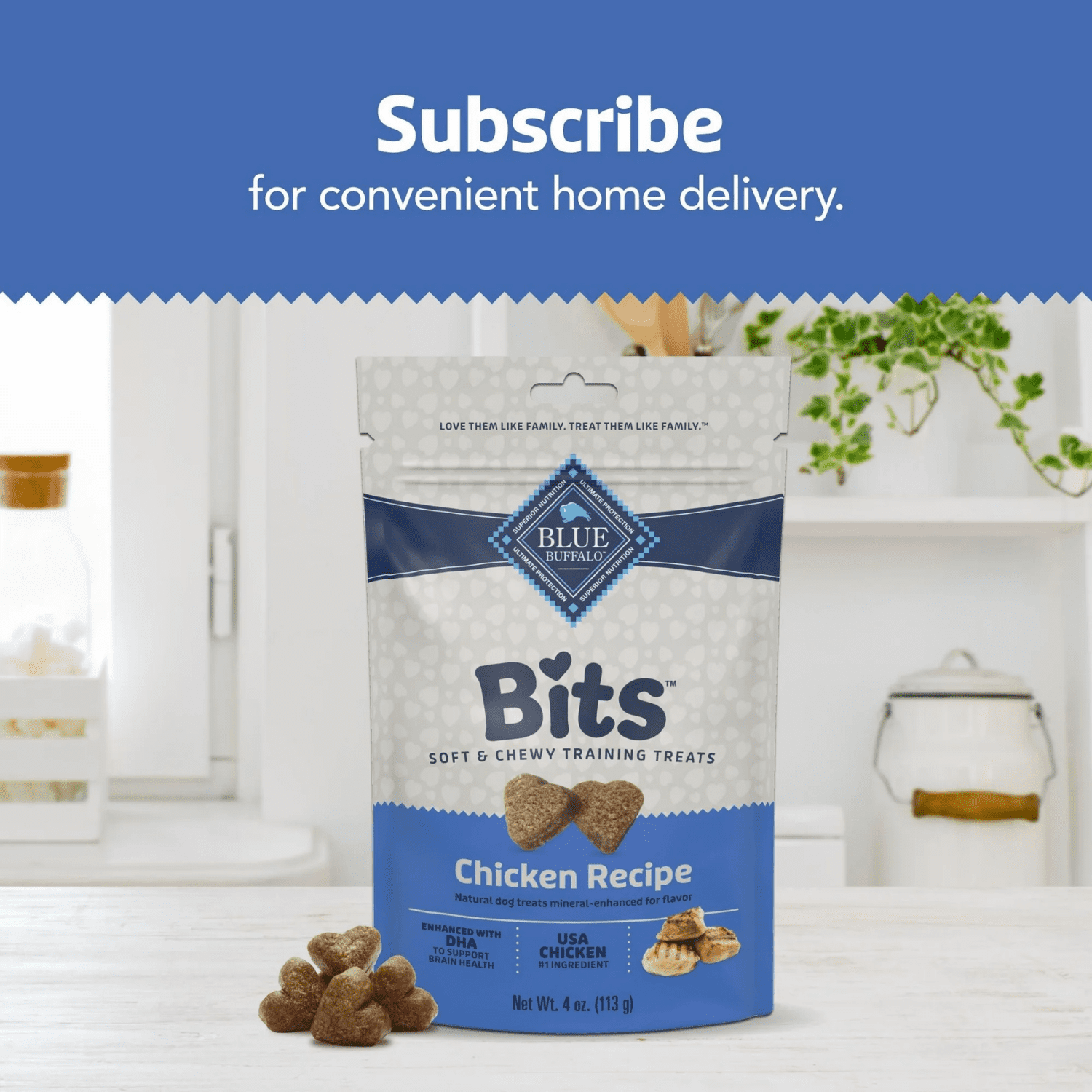 Blue Buffalo Bits Soft Dog Treats for Training, Enhanced with DHA, Chicken Recipe 16-oz bag
