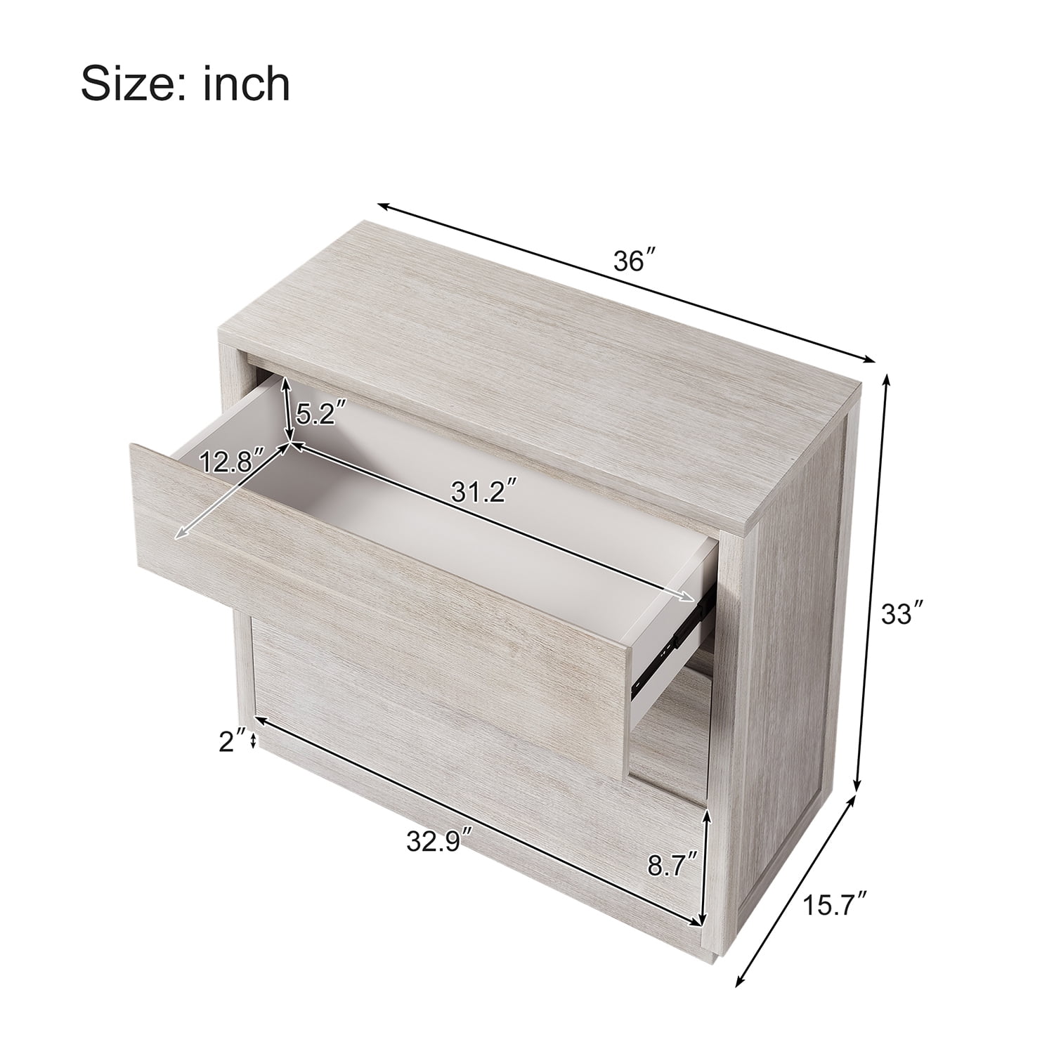 Kadyn Modern Night Stand, Solid Wood Bedside End Table with 3-Drawer, Nightstand Side Table for Living Room, Stone Gray