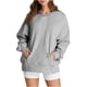 thumbnail image 1 of Puntoco Sudadera Con Capucha De Talla Grande Para Mujer, Otoño/Invierno, Informal, Acolchada, De Manga Larga, Con Cordón Y Bolsillo, Sudadera Gris Xl, 1 of 5