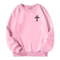 thumbnail image 6 of Girls Sweatshirt Kids Winter Print Crew Neck Sweatshirt Long Sleeve Pullover Hoodless Top Pink 13-14 Years, 6 of 7