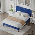 thumbnail image 5 of VECELO Queen Size Bed Frame with Upholstered Headboard, Velvet Platform Bedframe Mattress Foundation, Strong Wood Slat Support, No Box Spring Needed,Velvet Dark Blue, 5 of 5