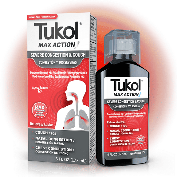 Tukol Max Action Severe Nasal Congestion & Cough Liquid Cold Medicine, 6 fl oz