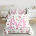 thumbnail image 2 of Manfei Pink Glitter Print Bedding Comforter Set,Chic Flower Daisy Twin Comforter Sets,First Letter M Bedding Set For Girls,Super Cozy Room Decor Reversible,2-Piece, 2 of 8