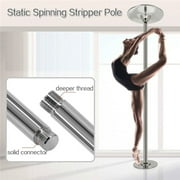Alden Design Adjustable Portable Dance Pole with Static and Spinning Exercise Fitness Modes, Silver