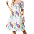 thumbnail image 1 of Vestido de manga corta con diseño de globos de cumpleaños y estampado de fiesta colorido, vestido de lujo para mujer, vestidos de fiesta, vestidos de moda para mujer., 1 of 7