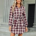 thumbnail image 3 of Vestido camisero de manga larga, vestido con cinturón, vestido ajustado con cintura anudada, vestido con solapa, lo mejor de la línea, 3 of 6