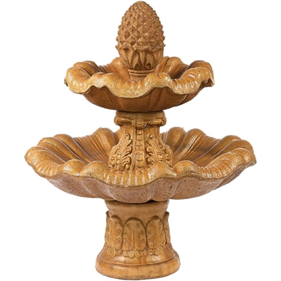 Solid Rock Stoneworks Concrete Large Pineapple Fountain - 45" Tall - Autumn Wheat