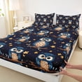 thumbnail image 4 of Erosebridal 3D Cartoon Animals Owl Full Size Sheets,Cute Stars Print Bed Sheets For Boys Teens 4-Piece, 4 of 6