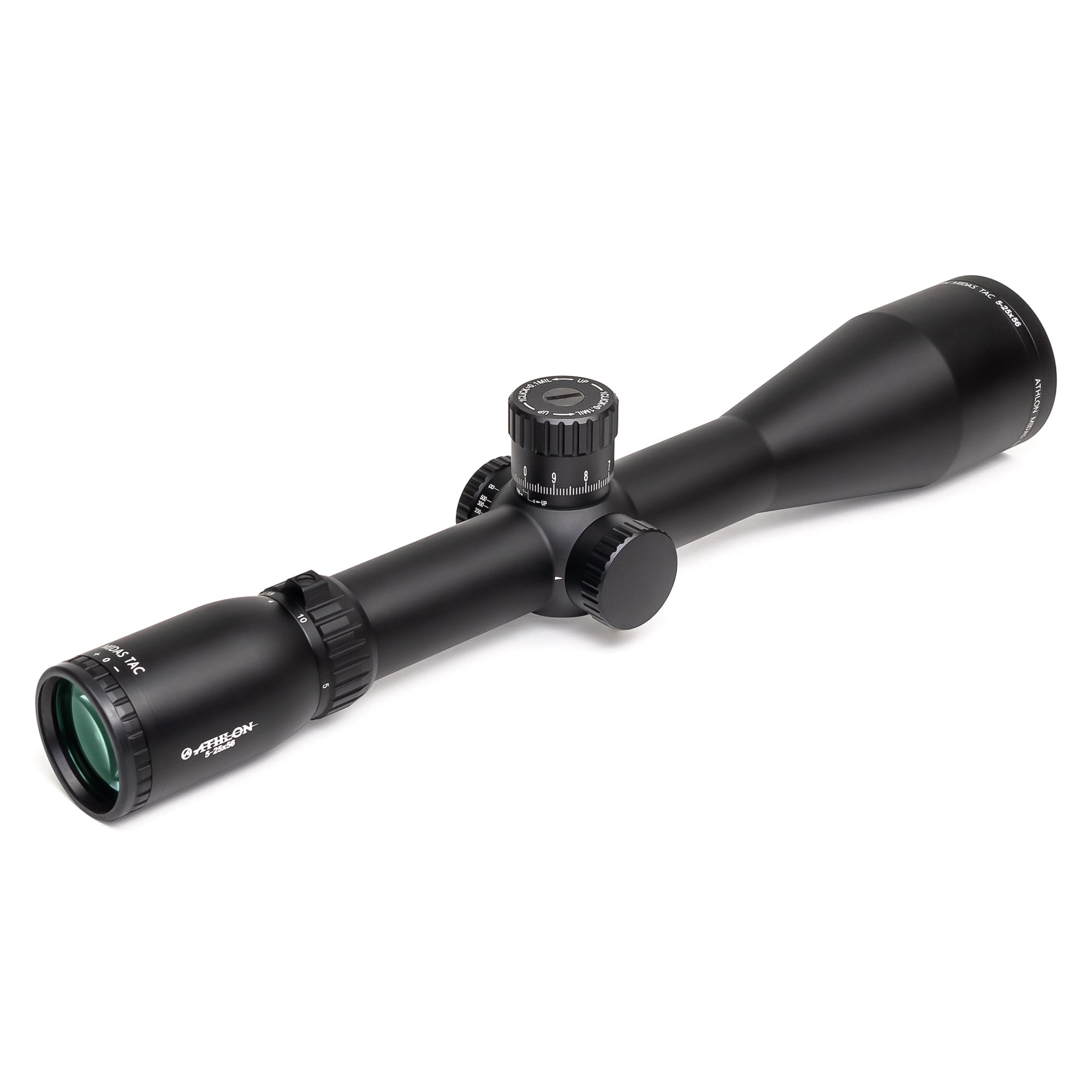 Athlon Optics Midas TAC HD 5-25x56 Direct Dial Elevation and Capped Windage Turrets, Side Focus, 34mm, APRS3 FFP MIL Riflescope