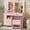 Pink, variant on Furnivado Vanity Desk with LED Lighted Mirror, 3 Adjustable Lighting Makeup Vanity Desk with 3 Storage Shelves, 5 Large Drawers and Storage Stool, Vanity with Power Outlet for Bedroom, White