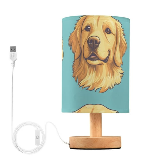 Golden Dogs Table Lamp for Desk Nightstand Lamp with USB Modern Gifts for Bedroom Living Room Kids Room
