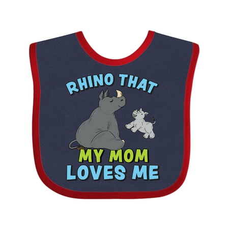 

Inktastic Rhino That My Mom Loves Me with Cute Rhinos Gift Baby Boy or Baby Girl Bib