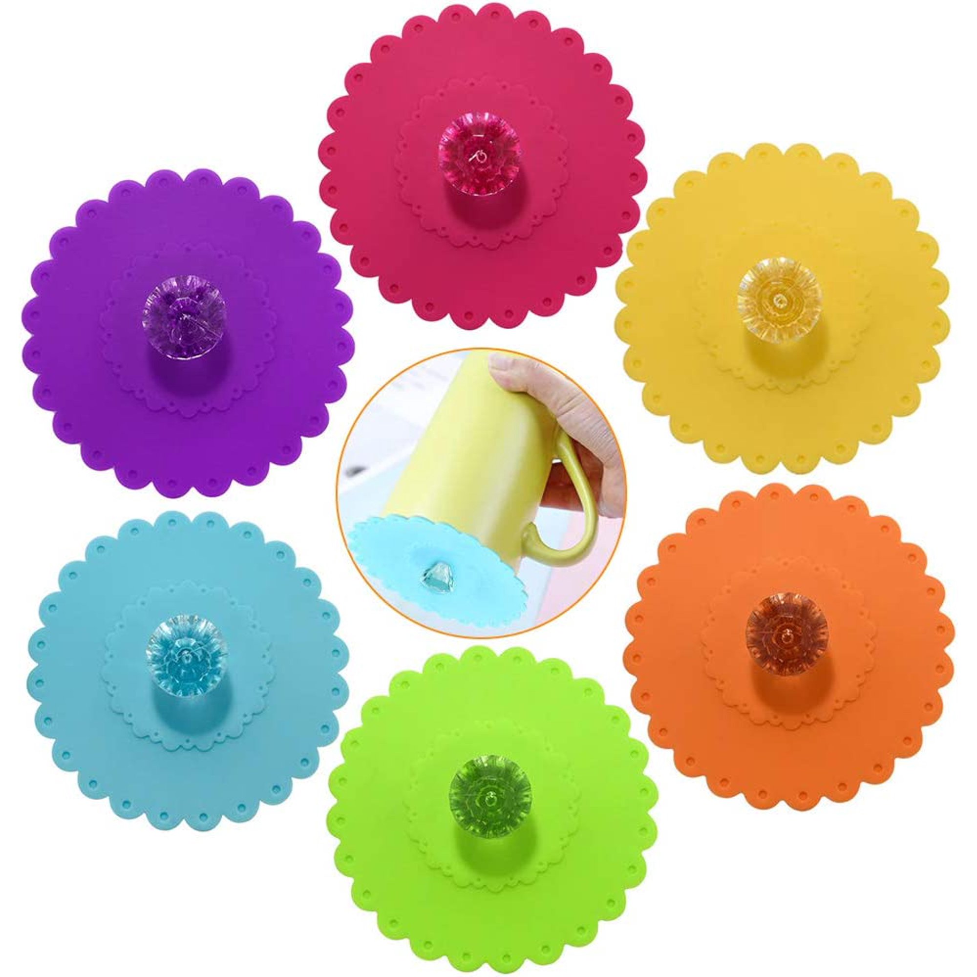 Couvercles Tasses Silicone Aspire - Lot De 12, Hermétiques, Lavables, Diamètre 10cm