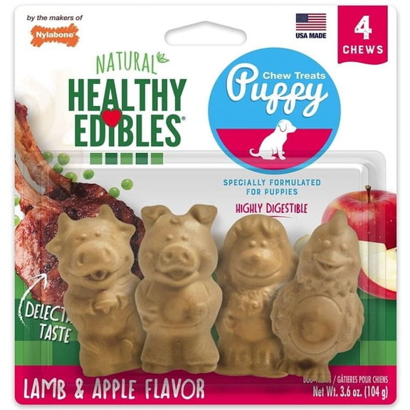 Nylabone Natural Healthy Edibles Puppy Chew Treats - Lamb & Apple Flavoru84533