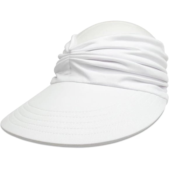 Yazoeia Golf Visor, Sun Visors for Women Wide Brim Visor Hat UPF 50+ UV Protection No Top Golf Visor Adjustable Foldable Beach Sport Cap for Women Men White, Sun Visors for Women CJC912-196352