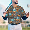 thumbnail image 5 of Zufioo Industrial Transportation Print Men's Baseball Short Sleeve, Moisture Wicking Button-Down Hip Hop Tee-Large, 5 of 7