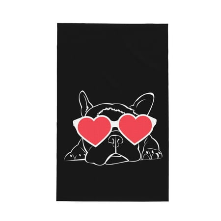 

Absorbent Kitchen Towels Animal Bulldog French Quick Drying Dish Towels for Kitchen Drying Soft Hand Towels with Lanyard for Kitchen Decor
