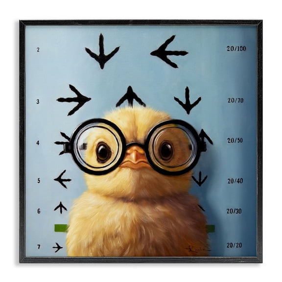 Four Eyes Chick Vision Black Framed Giclee Art, design by Lucia Heffernan
