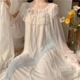 thumbnail image 2 of Municipal Mesh Nightgown Sleepwear Womens Elegant Lace Night Dress Solid One Piece Pajamas Autumn Long Sleeve Ruffle See Through Home Wear, 2 of 6