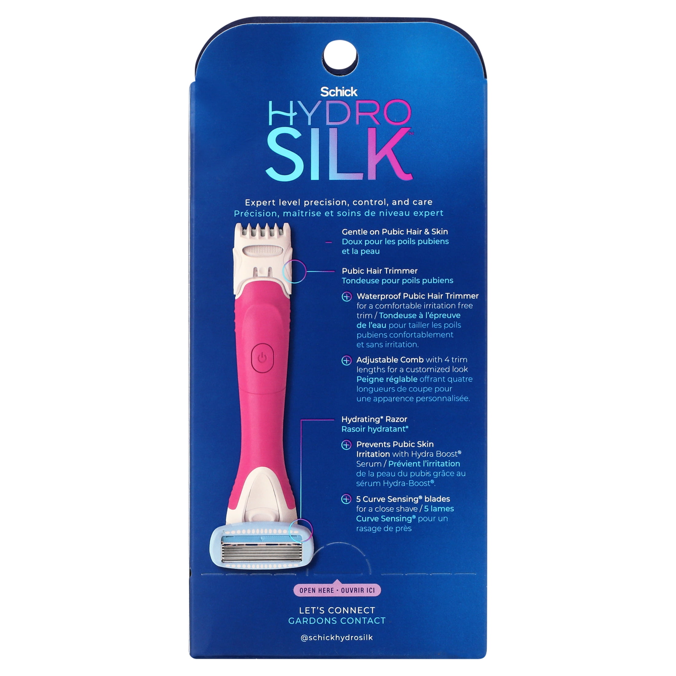 Schick Hydro Silk TrimStyle Waterproof Bikini Trimmer for Women, Includes 1 5-Blade Razor Handle & 1 Razor Blade Refill
