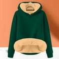 thumbnail image 2 of Fiaer,Womens Casual Winter Warm Fleece Hoodies Oversized Loose Fit Wool Hooded Sweatshirt Trendy Solid Hooded Pullovers Dark Green XXXXL, 2 of 4