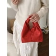 thumbnail image 4 of Wynndora Retro Suede Twisted Handle Mini Handbag, Soft Textured Casual Tote Purse, Red, 4 of 6