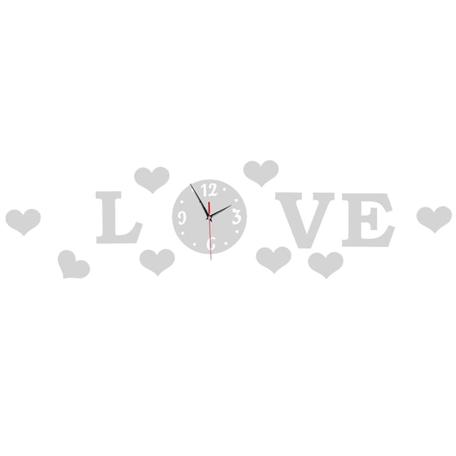 Superficie de espejo, pegatinas de reloj de pared sin marco, decoración de pared DIY para sala de estar, dormitorio, plata