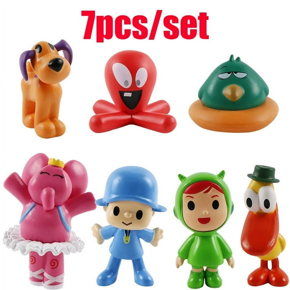 7Pcs/Set lovely Pocoyo Animal fun Toy Bird Duck Elephant kawaii Doll Model Scene Ornaments Anime Cartoon Cute Pvc Figures Toys
