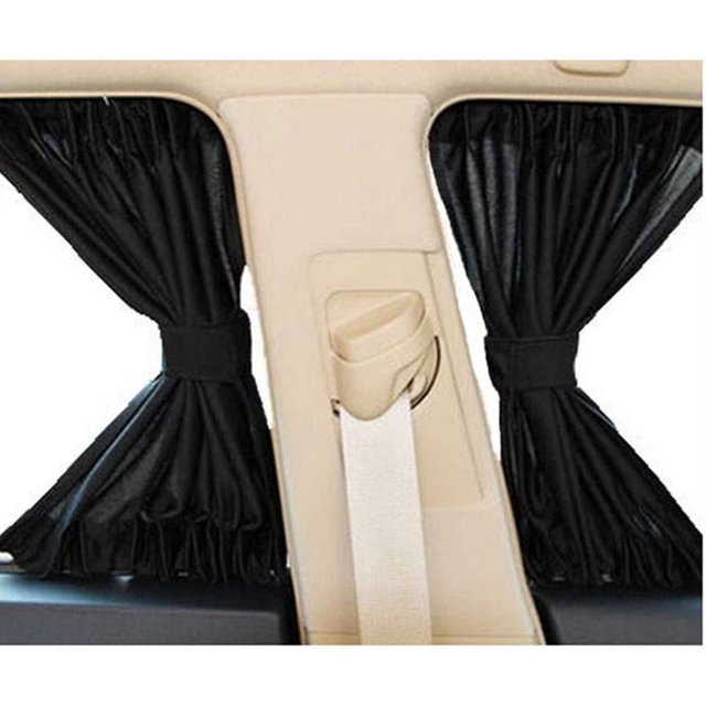 SURJDE 2 Pack Car Curtains Window Shades UV Protection Auto Privacy Shade Valances for Side Window Universal Windshield Sunshade Van Curtain Mesh Screen Blocks Heat Sun Shield Keeps Vehicle SU