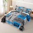 thumbnail image 3 of Manfei Camping Camper Quilt King 3 Pieces,Plaid Patchwork King Coverlet Set,Bright Blue Gray,1 Bedspread and 2 Pillowcases, 3 of 7