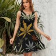 thumbnail image 7 of Weed Multicolored Black Background Dress Summer Street Style Dresses Female Sleeveless Printed Sundress, 7 of 7
