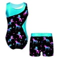 thumbnail image 2 of YONGHS Kids Girls Printed Gymnastics Dance Outfit Sleeveless Leotard+Shorts Set Dark Night 12, 2 of 3