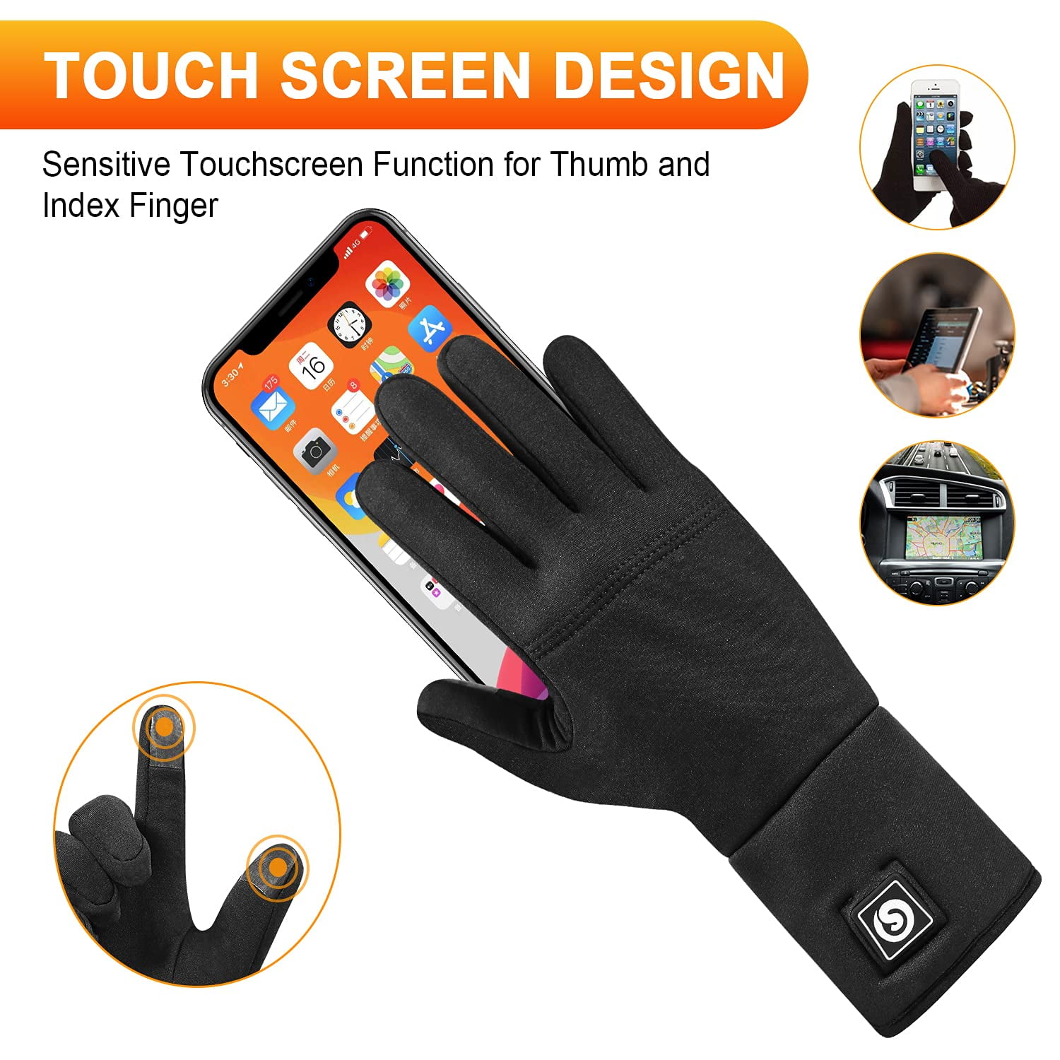 Snow Deer Heated Glove Liners Rechargeable Battery - Men Women Motorcycle Ski Snow Warmer Mitten Gloves