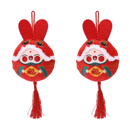 

HOMEMAXS 2pcs PP Cotton Stuffed Rabbit Hanging Ornament Rabbit Hanging Decor Doll Pendant New Year Gift
