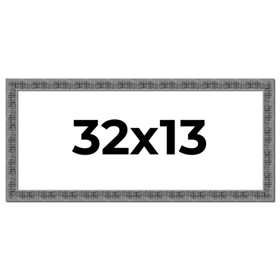32x13 Frame Silver Black Rustic Sonoma Solid Wood Picture Frame | 1.5 Inch Moulding Width |