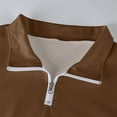 thumbnail image 6 of Homeyce Quarter Zip Sweatshirts for Men Mock Neck Long Sleeve Sweatshirt Lightweight Slim Fit Pullover Sweater 1/4 Zip Solid Color Polo Shirt with Pocket,Light Brown M, 6 of 7