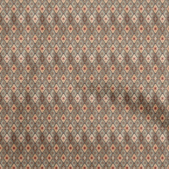 oneOone Cotton Poplin Twill Rust Brown Fabric Asian Kilim Quilting Supplies Print Sewing Fabric By The Yard 56 Inch Wide