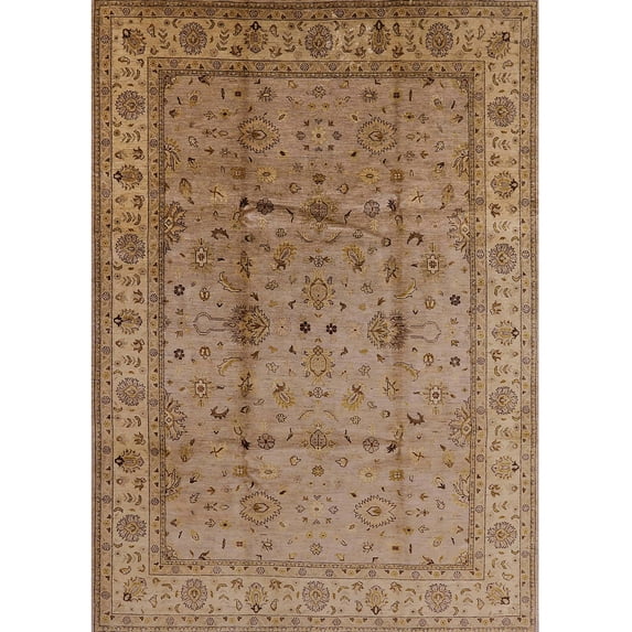 Ahgly Company Machine Washable Indoor Rectangle Industrial Modern Light Brown Area Rugs, 6' x 9'