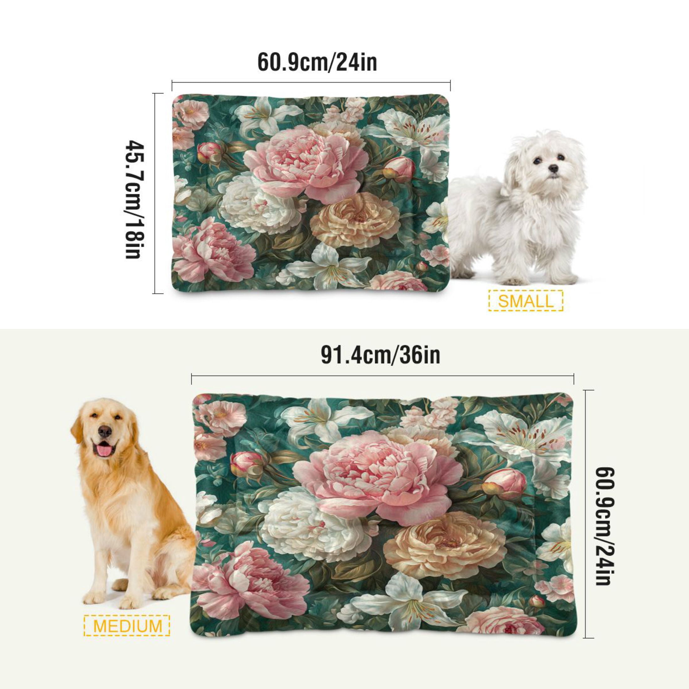Qxltty Rococo Floral Ped Pad Wear-resistant and Hard to Bite Through Sleeping Pad for Small Medium Large Dogs Winter Pet Bed 36×24in