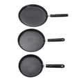 thumbnail image 4 of 3 Piece Frying Pan Set Black Aluminum Alloy Portable Anti Stick Frying Pan for Egg Mille Feuille Pizza, 4 of 10