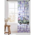 thumbnail image 3 of Sheer Curtains 96 Inches Long, Purple Flowers Semi Sheer Curtains Light Filtering Window Treatment, Weeping Spring Floral Truck Butterfly Checkered Privacy Voile Drapes for Living Room 52x96 Inch, 3 of 7